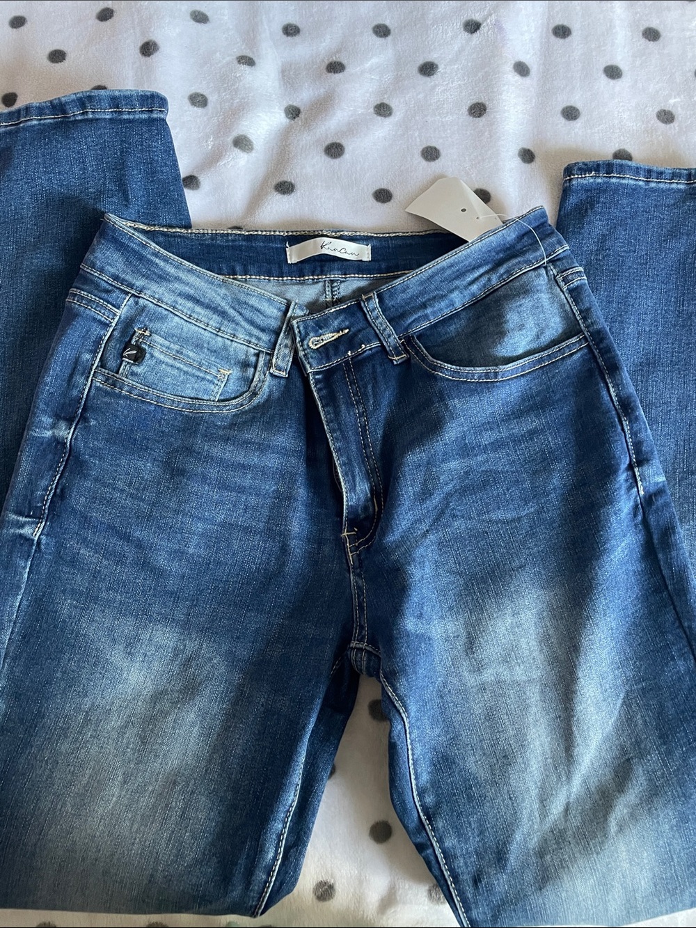 Kan Can Women's Skinny Jeans in Medium Blue